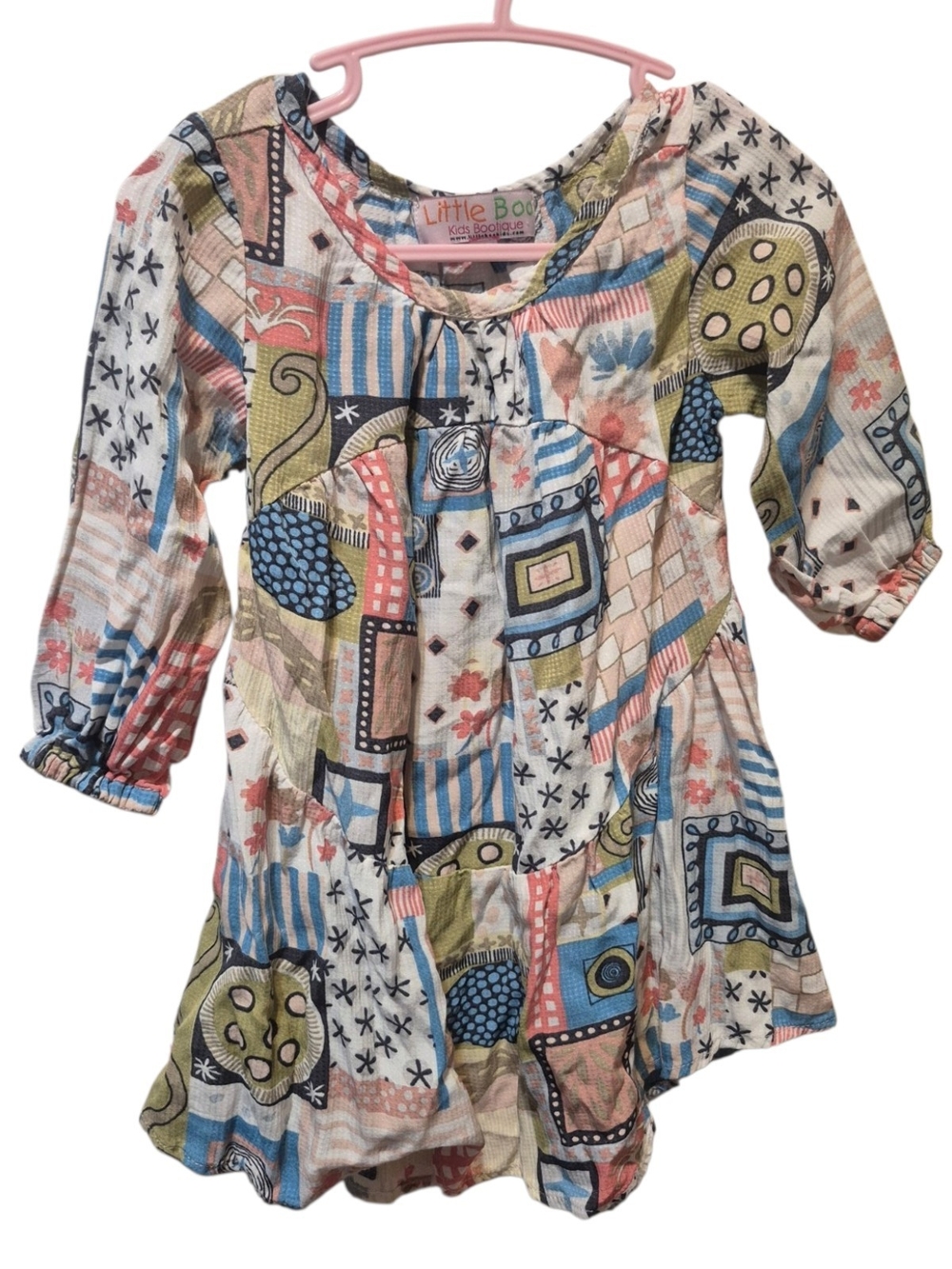 Girls' Multicolor Patchwork Tunic Dress